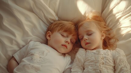 little boy and girl are sleeping. Selective focus