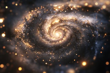 Fototapeta premium A swirling galaxy with glittering stars and a bright core