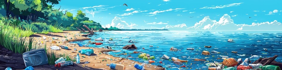 shore in the lake. Selective focus