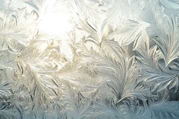 Frost Patterns on a Windowpane with Sunlight Filtering Through