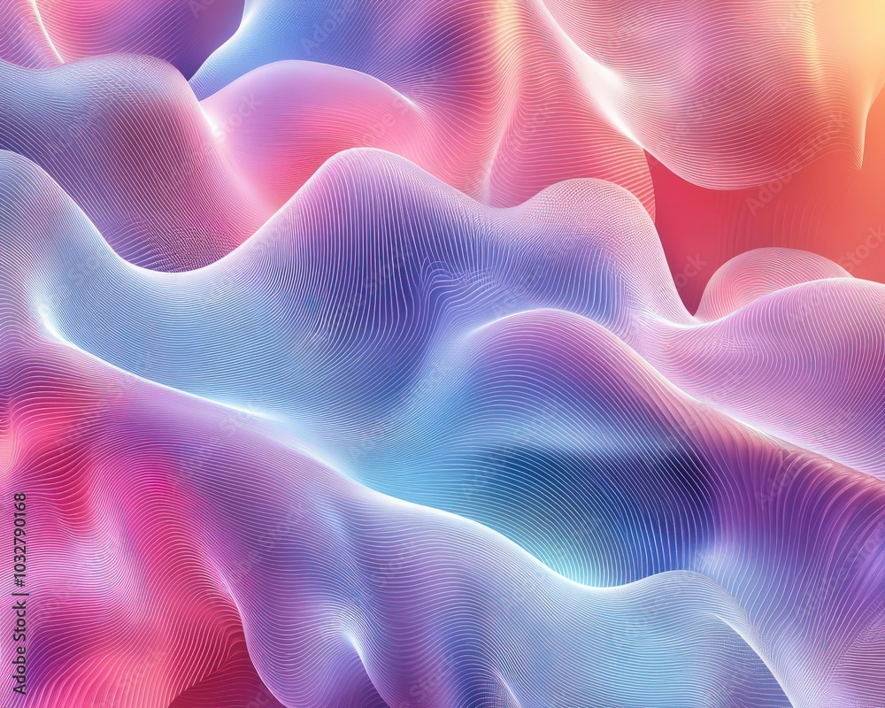 Poster Digital wave pattern with angular forms and soft gradient lights
