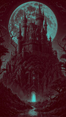 The Dark Castle Under The Full Moon