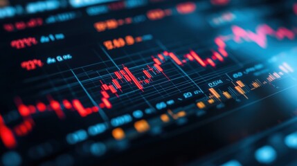 Close-up shot of a computer screen displaying a stock market chart.
