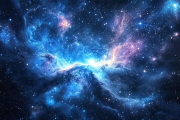 Fototapeta premium Cosmic Nebula with Swirling Clouds and Stars