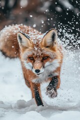 Obraz premium fox in the snowy forest. Selective focus