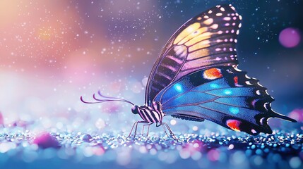   A sharp image of a butterfly on a clear background with soft lighting in the background
