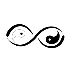 series of yin yang and infinity symbol for logo web icon tattoo on white background. vector illustration.