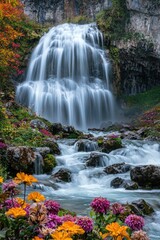 Obraz premium flowers waterfall sunny weather. Selective focus.