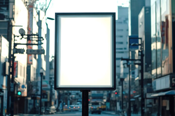 vertical billboard with blank white background for modern city street advertising