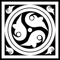 celtic knot georgian style isolated on black background logo tattoo icon. vector illustration.