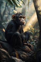 monkey on a branch close-up. Selective focus