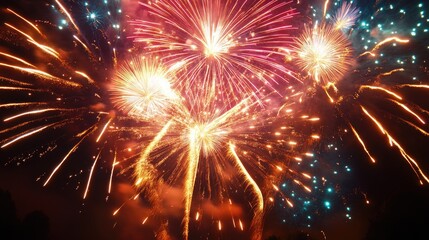Obraz premium Colorful Fireworks Lighting up the Night Sky