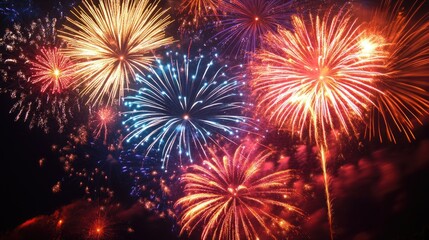 Fototapeta premium Colorful Fireworks Lighting up the Night Sky