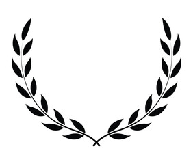 Laurel circle wreath branch on a white background