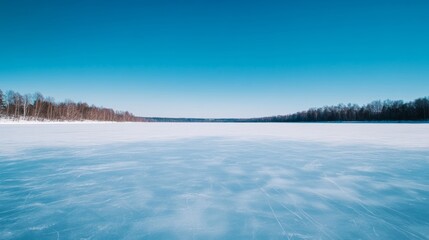 Obraz premium Capturing the joy of ice skating on a frozen lake under a clear December sky 