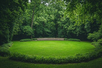 Obraz premium Stone Steps Surrounded by Lush Greenery in a Forest Clearing