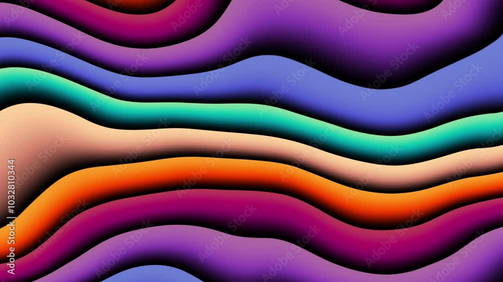 Aufkleber colorful holographic liquid waves abstract motion loop background