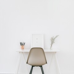 Minimalist Home Office with Clean Desk and Stylish Chair