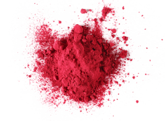 Dried beet root powder pile isolated on white background, top view