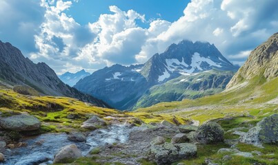 Alpine landscape of the Stubai Alps