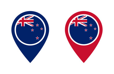 New Zealand flag location icon set