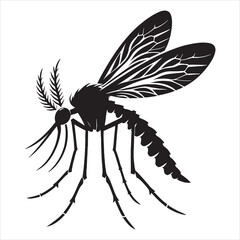 Mosquitoes silhouette on white background
