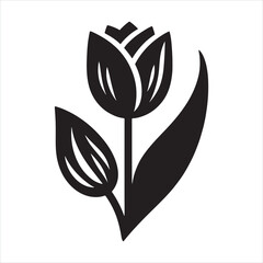 Tulip silhouette on white background
