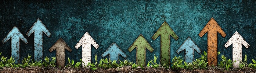 Rusty Arrows Pointing Upwards.