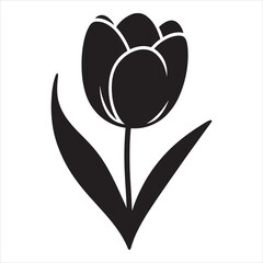 Tulip silhouette on white background
