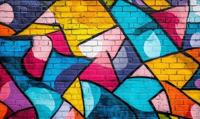 Vibrant colors come alive in this street art mural, expressing the artists creativity through a mix of text and graffiti. Full Frame