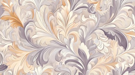 Seamless pattern of floral designs in soft pastel tones for wallpaper.