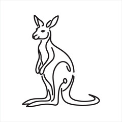 single one line Kangaroo silhouette on white background
