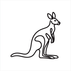 single one line Kangaroo silhouette on white background
