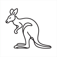 single one line Kangaroo silhouette on white background
