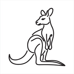 single one line Kangaroo silhouette on white background
