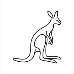 single one line Kangaroo silhouette on white background
