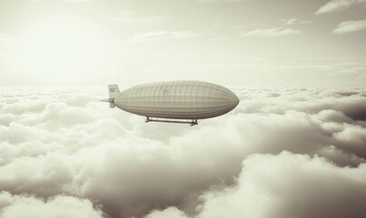Obraz premium Vintage airship flying above the clouds