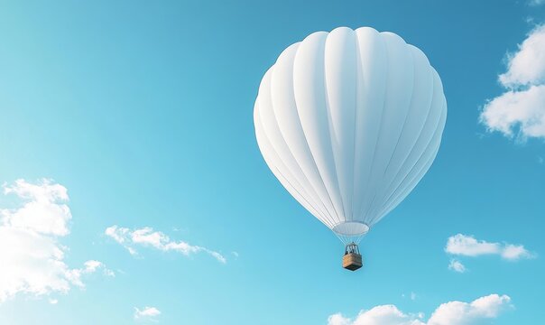white blank hot sky balloon mockup empty air fly airship heaven clear gasbag blimp basket expedition template flight aerostat travel transportation