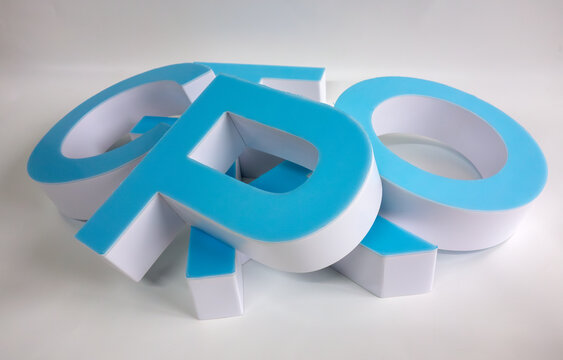 Luminous three-dimensional letters made of plastic or acrylic.Production of an outdoor advertising logo.