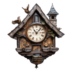 Cuckoo clock isolated on white created with Generative AI