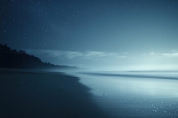 Serene Nightscape of a Starry Sky Over a Coastal Beach