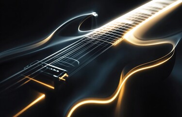 Fototapeta premium black guitar shrouded in light