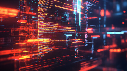 Futuristic Technology Background with Colorful Digital Data Streams and Code