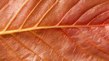 Vibrant Autumn Leaf Macro Close-Up Showing Veins, Gradient Colors, and Textured Surface Detail