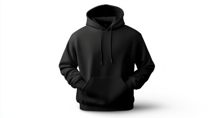 Blank black male hooded sweatshirt long sleeve with clipping path, mens hoody with zipped for your design mockup for print, isolated on white background. Template sport winter clothes 