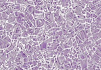  purple and white pattern featuring simple line drawings composed of small shapes