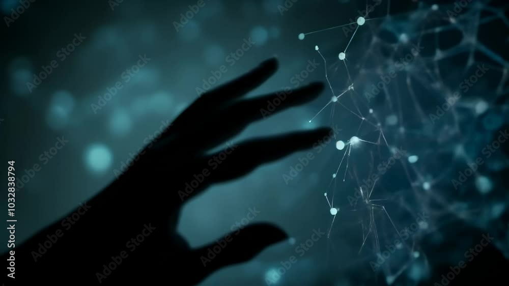 Aufkleber Software developer touches glowing code network, symbolizing tech connection and innovation in programming and digital development