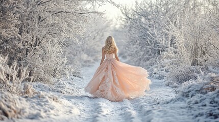 Enchanting Snow Queen: A Portrait of Elegance Amidst Frosted Pines