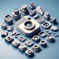 3D Instagram Social Media Icon