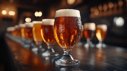 Celebration of Craft Beer in Diverse Glassware Display